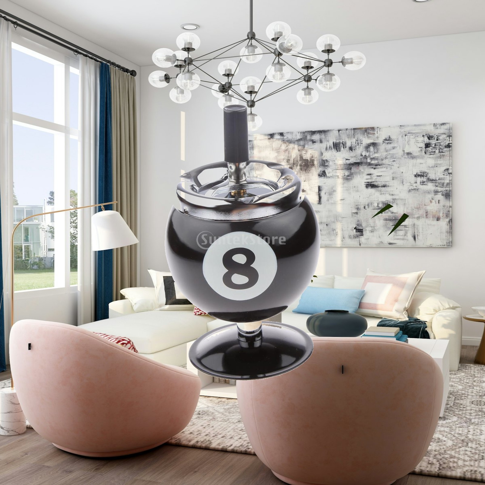Vintage Collectible Ashtrays - Aluminium-Billard-Aschenbecher mit Drehdeckel im Vintage-Stil, Metallbehälter