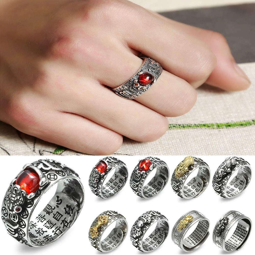 Vintage Collectible Coins - Chinesischer Feng Shui Pixiu Ring, versilbert,