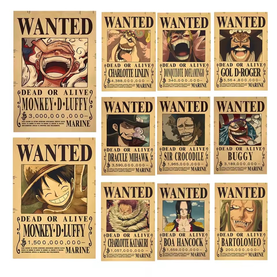 Vintage Things Collection - Anime One Piece Wanted-Plakate Luffy Gear