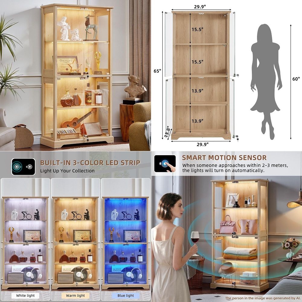Collectible & Vintage Dolls For Halloween - Bauernhaus-Vitrine aus Glas mit Türen, Holz-Schaukasten