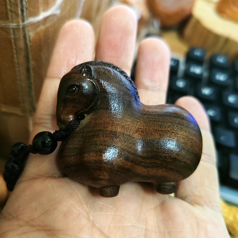 Vintage Collectible Classics - Hölzernes Handstück im Tang-Stil mit Pferdemotiv,