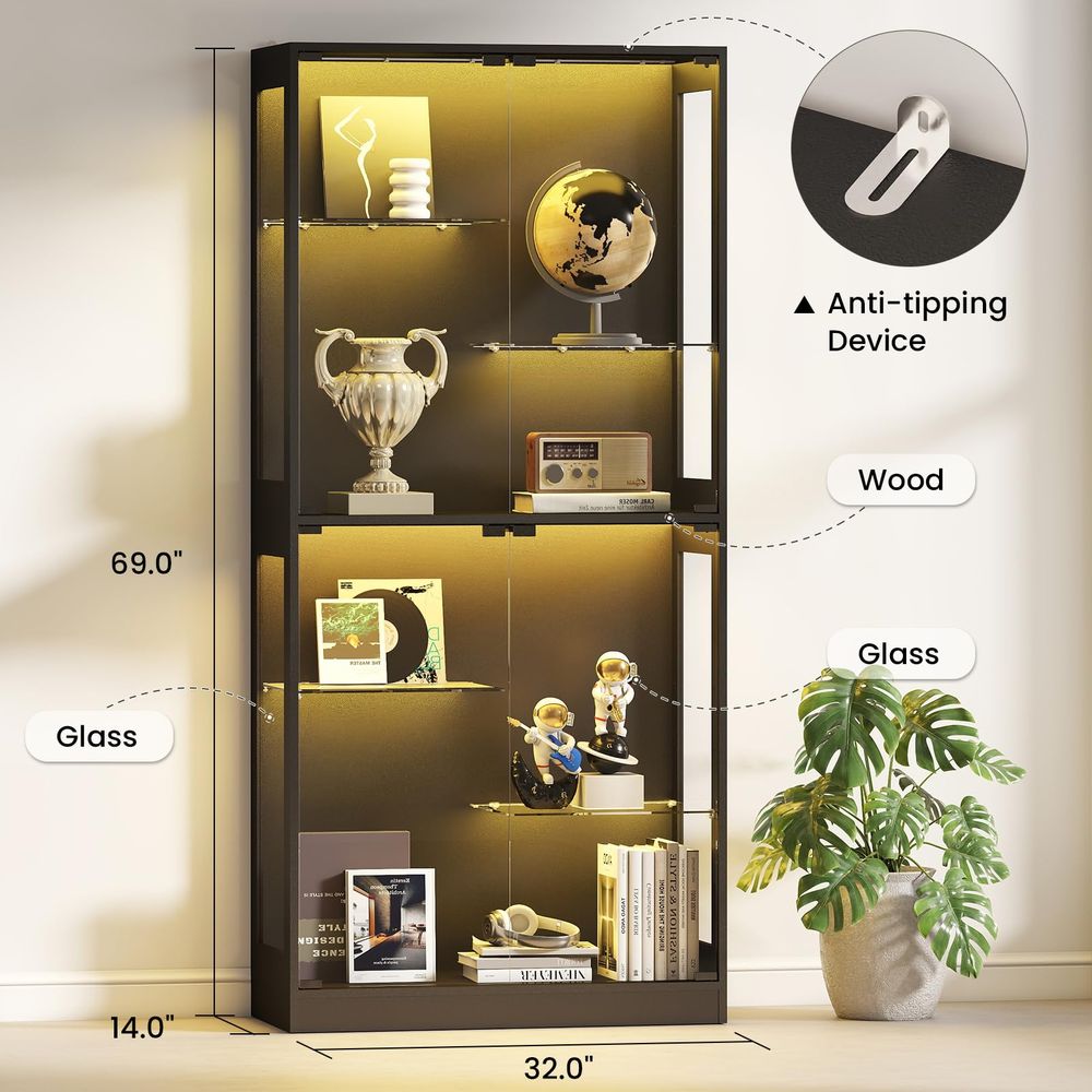 Vitrine mit Glastüren 69 Zoll, – Collectible & Vintage Dolls For Halloween Bewertung und Preis